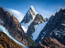 Cerro Trono, Chile, Góry Andy, Śnieg, Góra