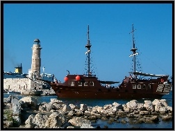 Kreta, Port, Galera, Statek, Retymnon