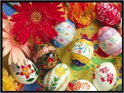 Kwiaty, Malowane, Kolorowe, Wielkanoc, Jaja