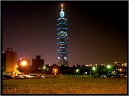 Światła, Tower, Taipei 101, Noc