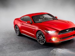 2015, Mustang, Ford, Czerwony