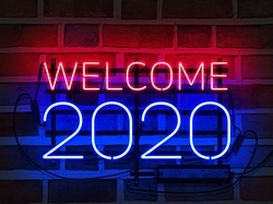 2020, Powitanie, Neon, Nowy Rok