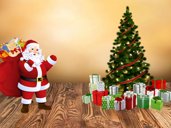 Grafika 2D, Choinka, Prezenty, Mikołaj, Boże Narodzenie