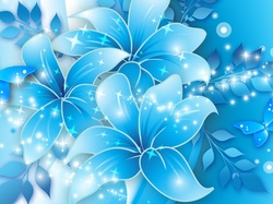 Kwiaty, Abstrakcja, Niebieskie