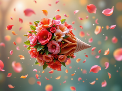 Kwiaty, Płatki, Rożek, AI