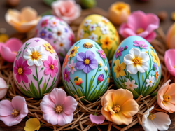 Pisanki, Kwiaty, Wielkanoc, AI