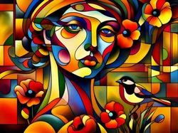 Ptak, Kobieta, Grafika AI