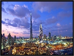 Al Khalifa, Miasta, Panorama, Świt, Burj