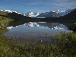 Śnieg, Stan Alaska, Stany Zjednoczone, Jezioro, Góry, Park Narodowy Wrangla-Świętego Eliasza