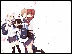 Anime, Dziewczyny, Płatki kwiatów