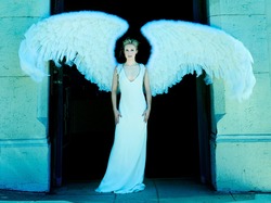 Anioł, Skrzydła, Kristen Bell, Kobieta, Sukienka