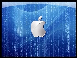 Apple, Srebrne, Tło, Niebieskie, Logo