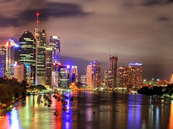Australia, Noc, Miasta, Panorama, Brisbane