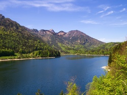 Austria, Lasy, Jezioro Schwarzensee, Góry, Drzewa