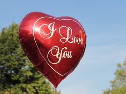 Balon, Kocham Cię, Napis, Miłość, Czerwony
