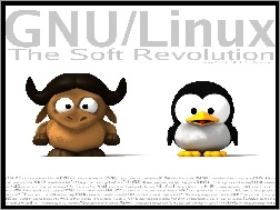 bawół, pingwin, Linux, grafika