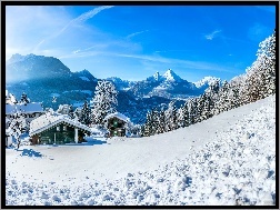 Kurort, Berchtesgaden, Dolina, Góry, Zima, Niemcy, Lasy