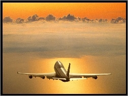 Boeing 747, Pasażerski, Samolot, Chmura