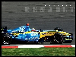 spojler, bolid, koła, Renault, opony, Formuła 1, kask