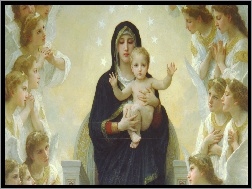 Boska, Reprodukcja, Bouguereau, Dzieciątko, Matka, Aniołowie