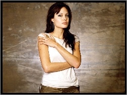 brązowe spodnie, Angelina Jolie, baiły top
