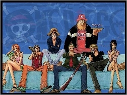 broń, ludzie, One Piece, kanapa