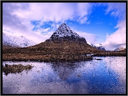 Góra Buachaille Etive Beag, Lód, Jezioro, Szkocja, Góry