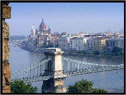 Panorama, Budapeszt, Dunaj, Most, Węgry, Parlament, Rzeka