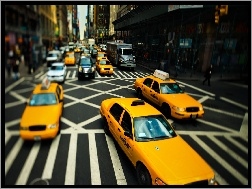 Budynki, Taxi, Nowy Jork, Ulica