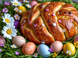 Kwiaty, Chleb, Kolorowe, Wielkanoc, Pisanki