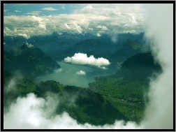 Góry, Chmury, Jezioro