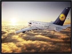 Chmury, Airbus, Samolot, A380