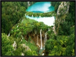 Chorwacja, Drzewa, Wodospad, Plitvice