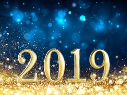 Cyfry, 2019, Nowy Rok, Złote