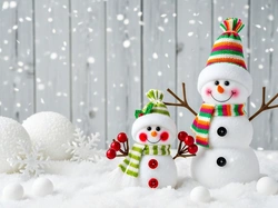 Szaliki, Dwa, Kolorowe, Czapki, Bałwanki, Grafika AI