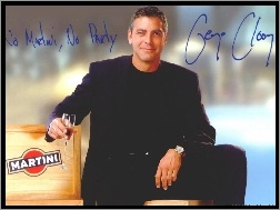 czarny strój, George Clooney, martini