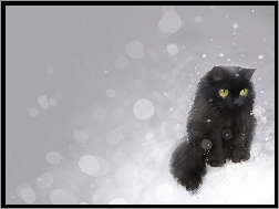 Śnieg, Czarny, Kot