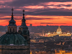 Czechy, Katedra, Praga, Zachód słońca