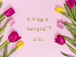 Dzień Matki, Kwiaty, Tulipany, Napis, Wiosna, Happy Monters Day