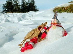 Śnieg, Worek, Skrzat, Dekoracja, Figurka, Świąteczny, Prezenty