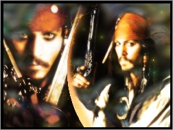 Johnny Depp, pistolet, pirat, Piraci Z Karaibów