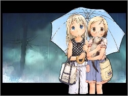 deszcz, kobiety, Ichigo Mashimaro, parasol