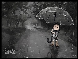 Parasol, Deszcz, Dziewczynka
