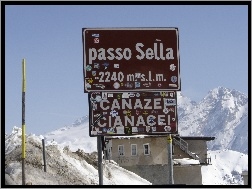 Dolomity, Śnieg, Góry, Passo Sella