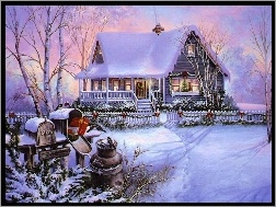 domek, Boże Narodzenie, Zima
