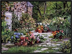 Doniczki, Ogród, Dom, Kwiaty