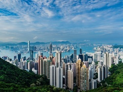 Drapacze chmur, Hongkong, Chiny, Wzgórze Wiktorii