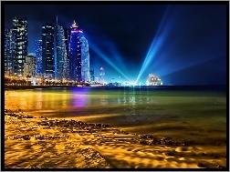 Światła, Zatoka, Qatar, Drapacze Chmur