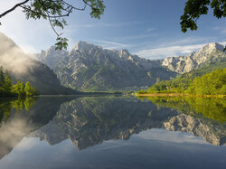 Odbicie, Góry, Almsee, Drzewa, Jezioro, Austria