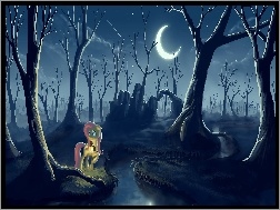Drzewa, Noc, My Little Pony, Księzyc